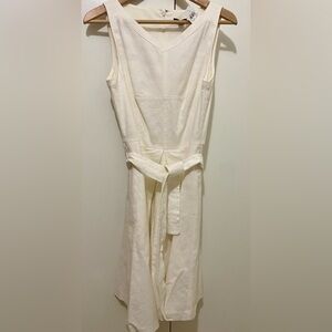 Ann Taylor- ivory, linen, belted, New